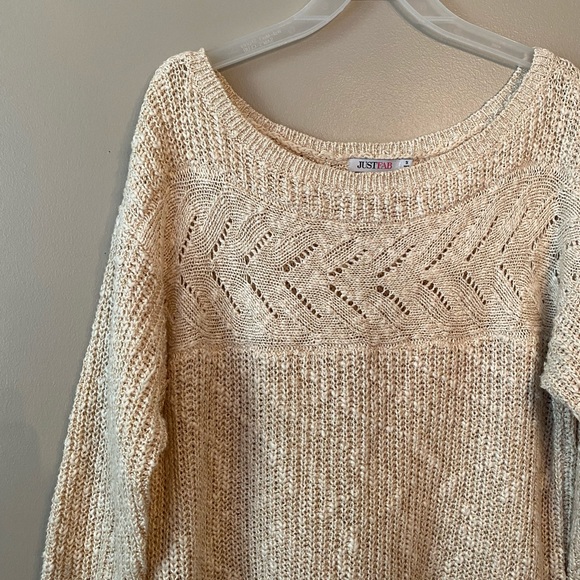 Justfab Tan Open Knit Sweater - Picture 2 of 9